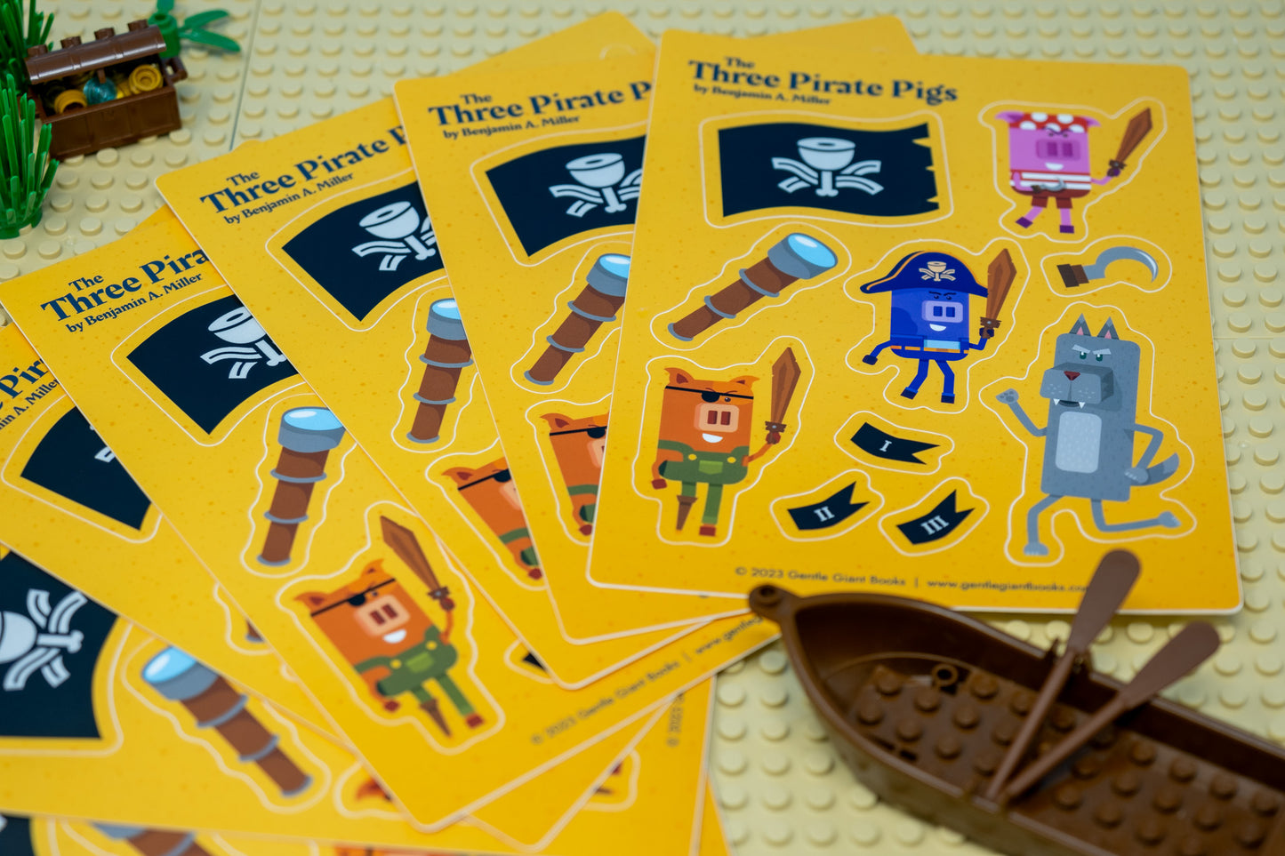 Three Pirate Pigs Sticker Sheet (10 individual stickers)